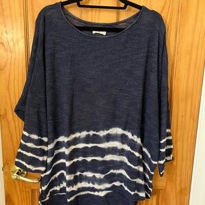 Lou & Grey XL Blue & White Tie Dye Knit Oversized Sweater